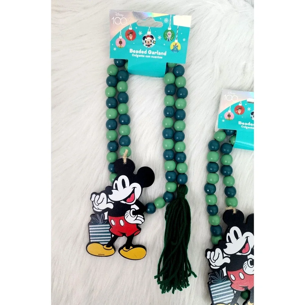 Mickey‎ Mouse Wood Beaded Christmas Garland Decor With Tassel 44.5